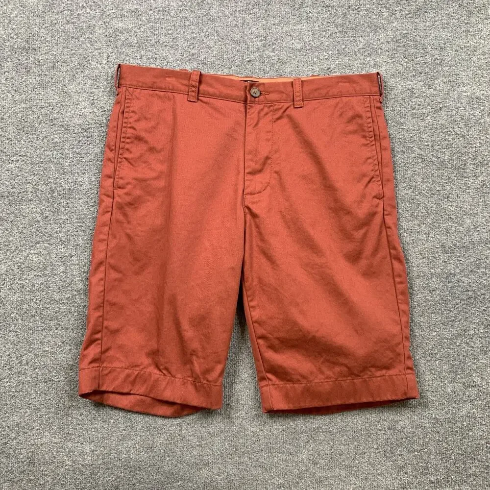 J Crew Shorts Mens 33 Rivington Broken-In Flat Front Chino Cotton Twill Zip Fly